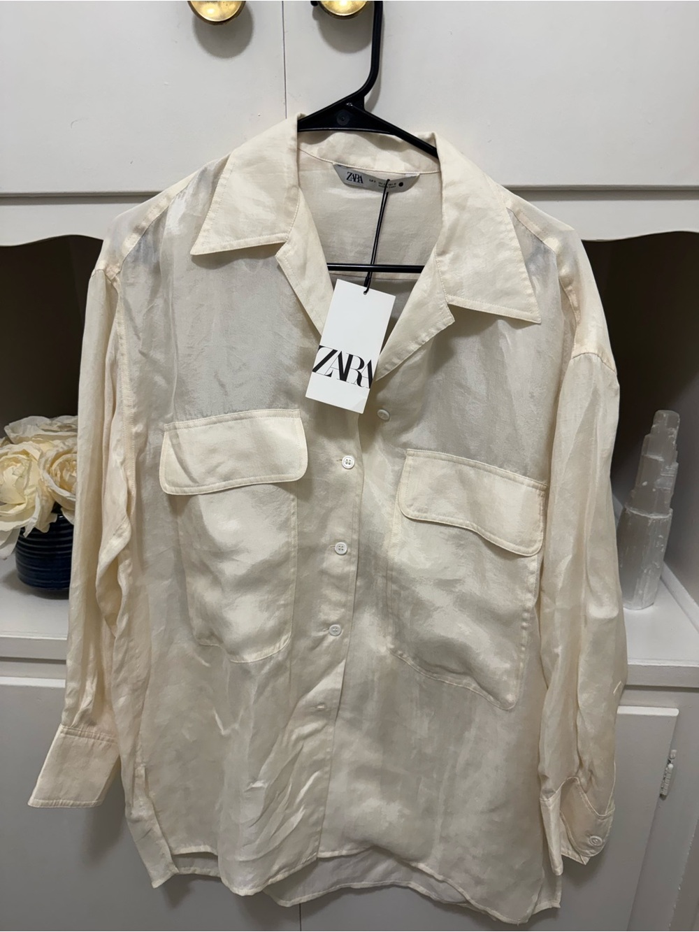 ZARA Cream Lightweight Long-Sleeve Shirt